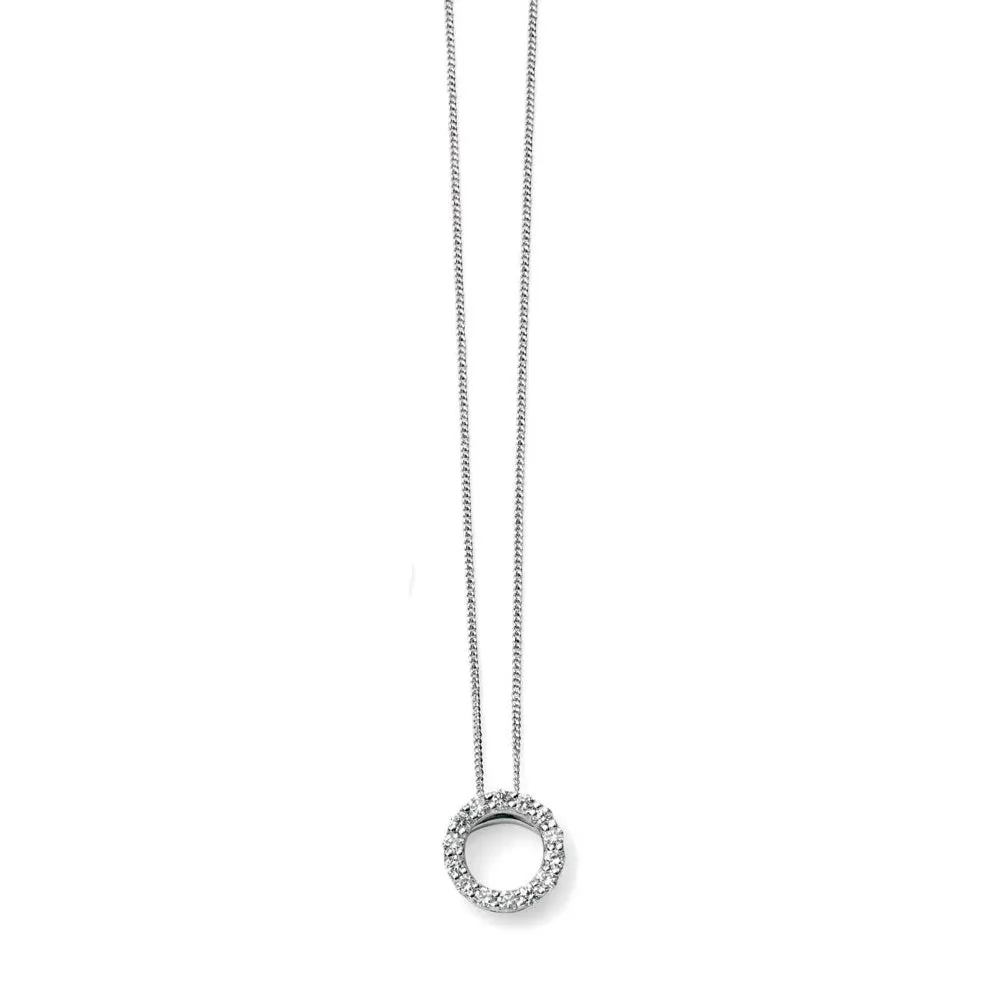 9ct White Gold Diamond Open Circle Pendant Only GP948