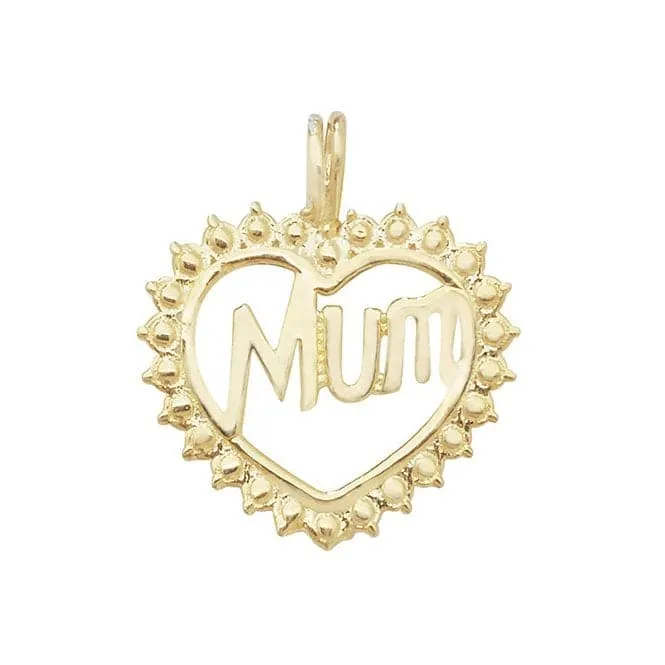 9ct Yellow Gold Heart Mum Pendant PN1018