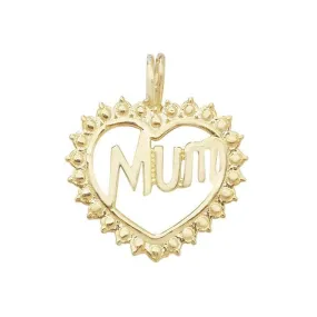 9ct Yellow Gold Heart Mum Pendant PN1018