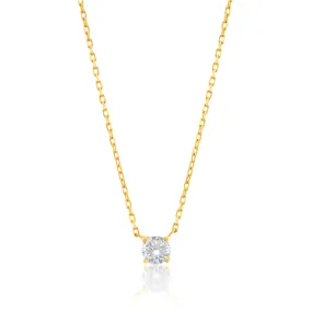 9ct Yellow Gold Necklace with Round Zirconia