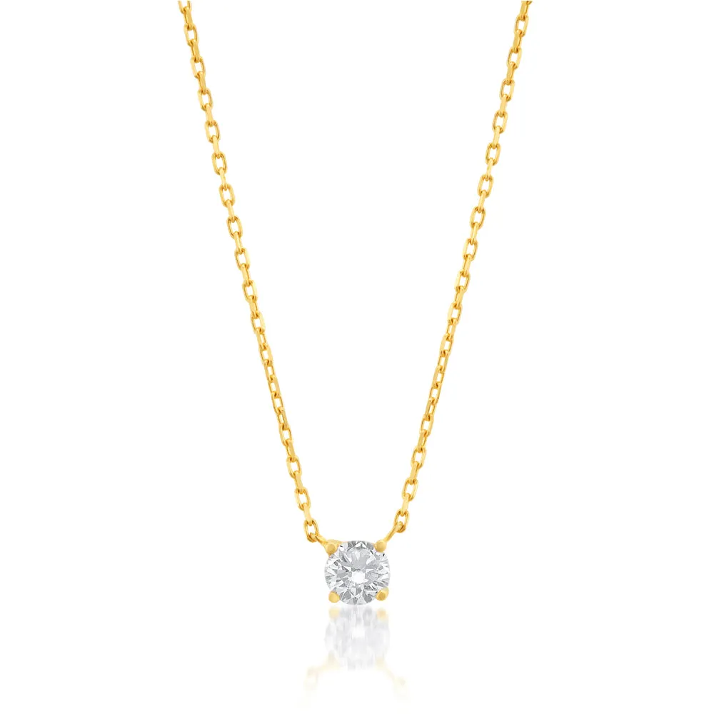 9ct Yellow Gold Necklace with Round Zirconia