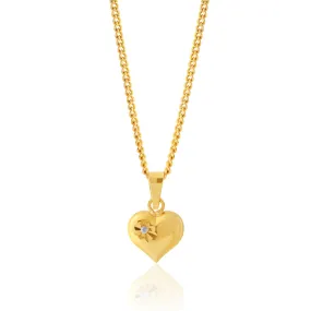 9ct Yellow Gold Zirconia Heart Pendant