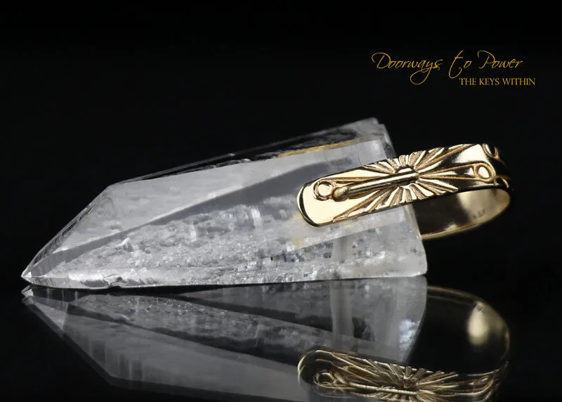 9D Lemurian Light Language Crystal Pendant 14k