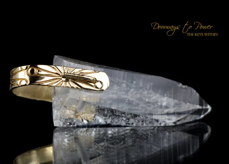 9D Lemurian Light Language Crystal Pendant 14k