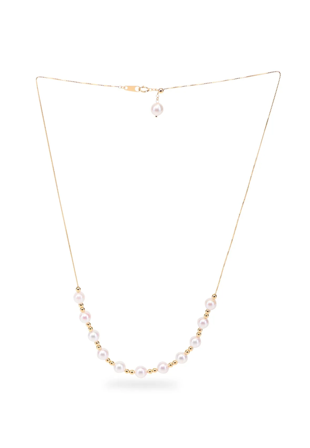 Adjustable Akoya Pearl Necklace (18K Yellow Gold)