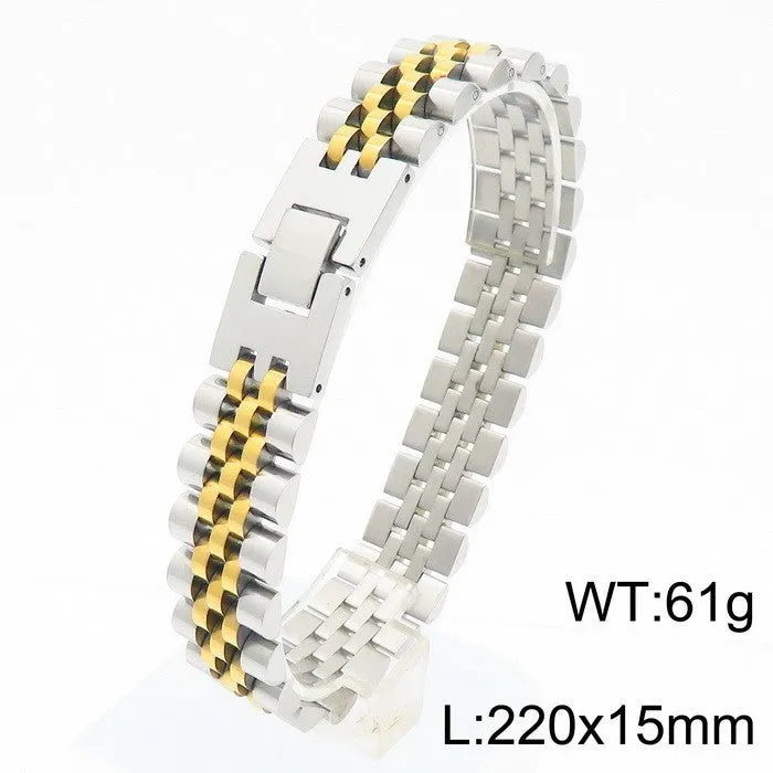 Adjustable Men's Titanium Steel Chain Bracelet with Simple Vacuum Plating - Couple's Fashion Jewelry