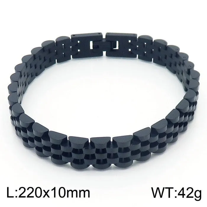 Adjustable Men's Titanium Steel Chain Bracelet with Simple Vacuum Plating - Couple's Fashion Jewelry