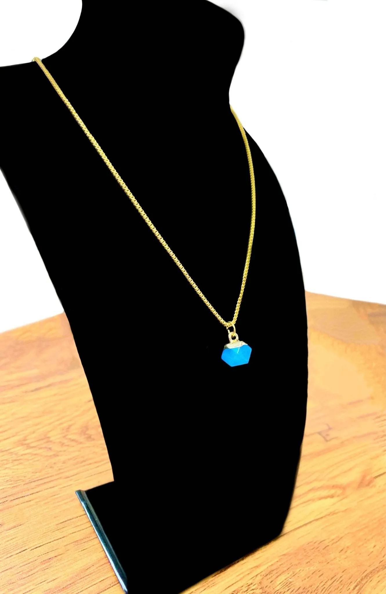 Althea Faceted Blue Amazonite Crystal Pendant Necklace