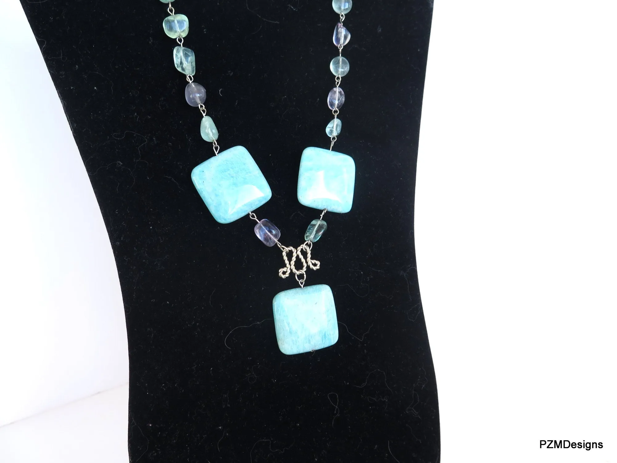 Amazonite and Fluorite Statement Handmade Necklace