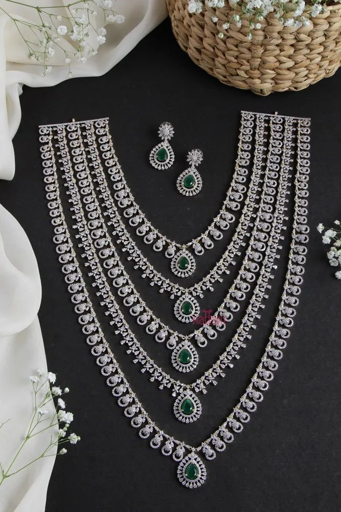 American Diamond Five Layered Bridal Neckwear Set