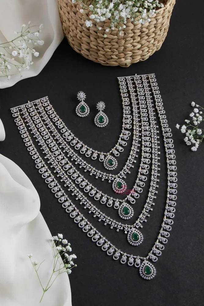 American Diamond Five Layered Bridal Neckwear Set