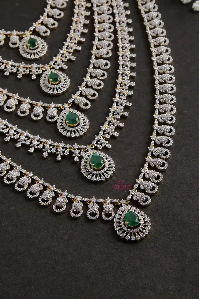 American Diamond Five Layered Bridal Neckwear Set