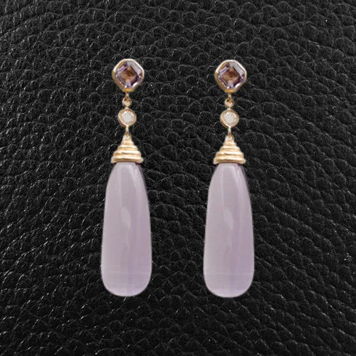 Amethyst & Diamond Dangle Earrings