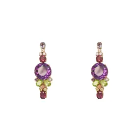 Amethyst Zircon and Rhodolite Earrings