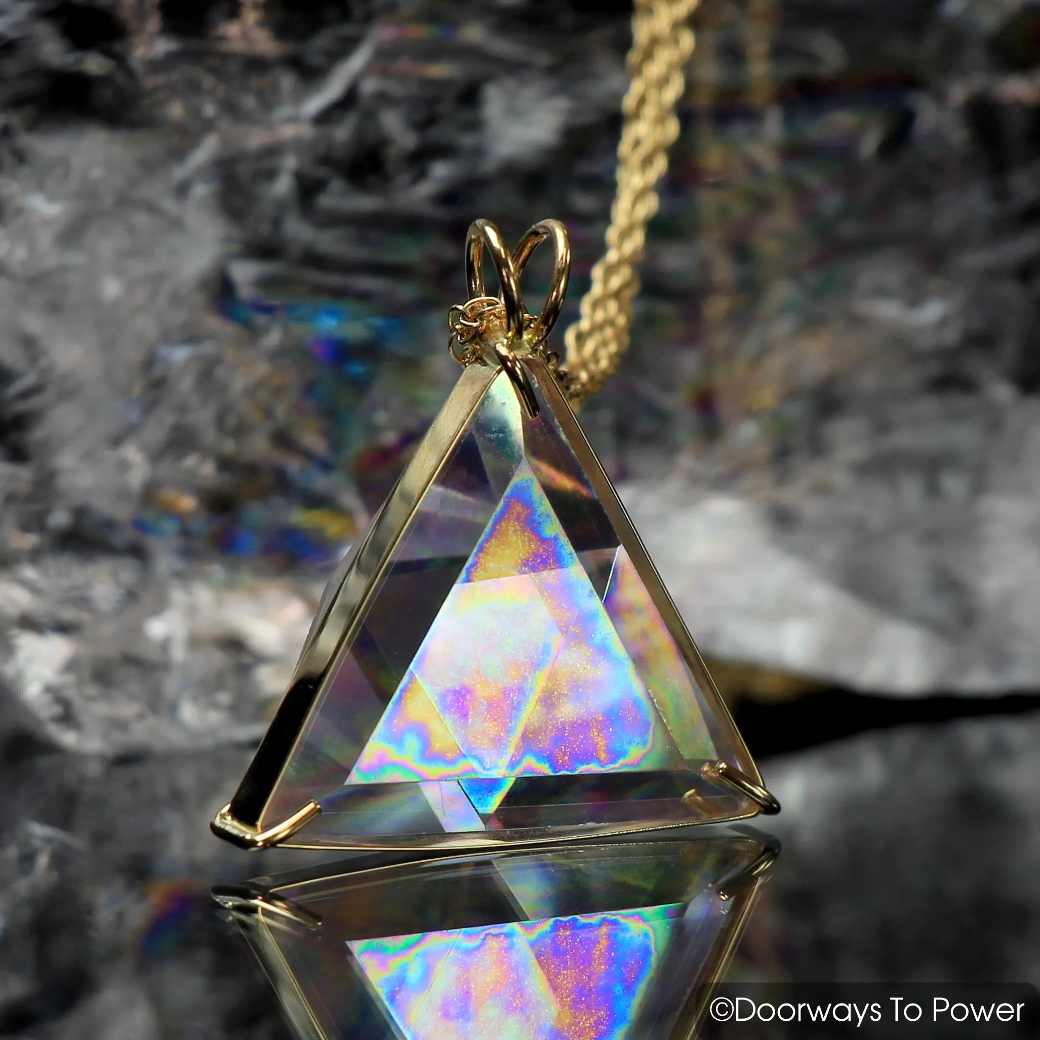 Angel Aura Star of David Vogel Crystal Pendant 14k