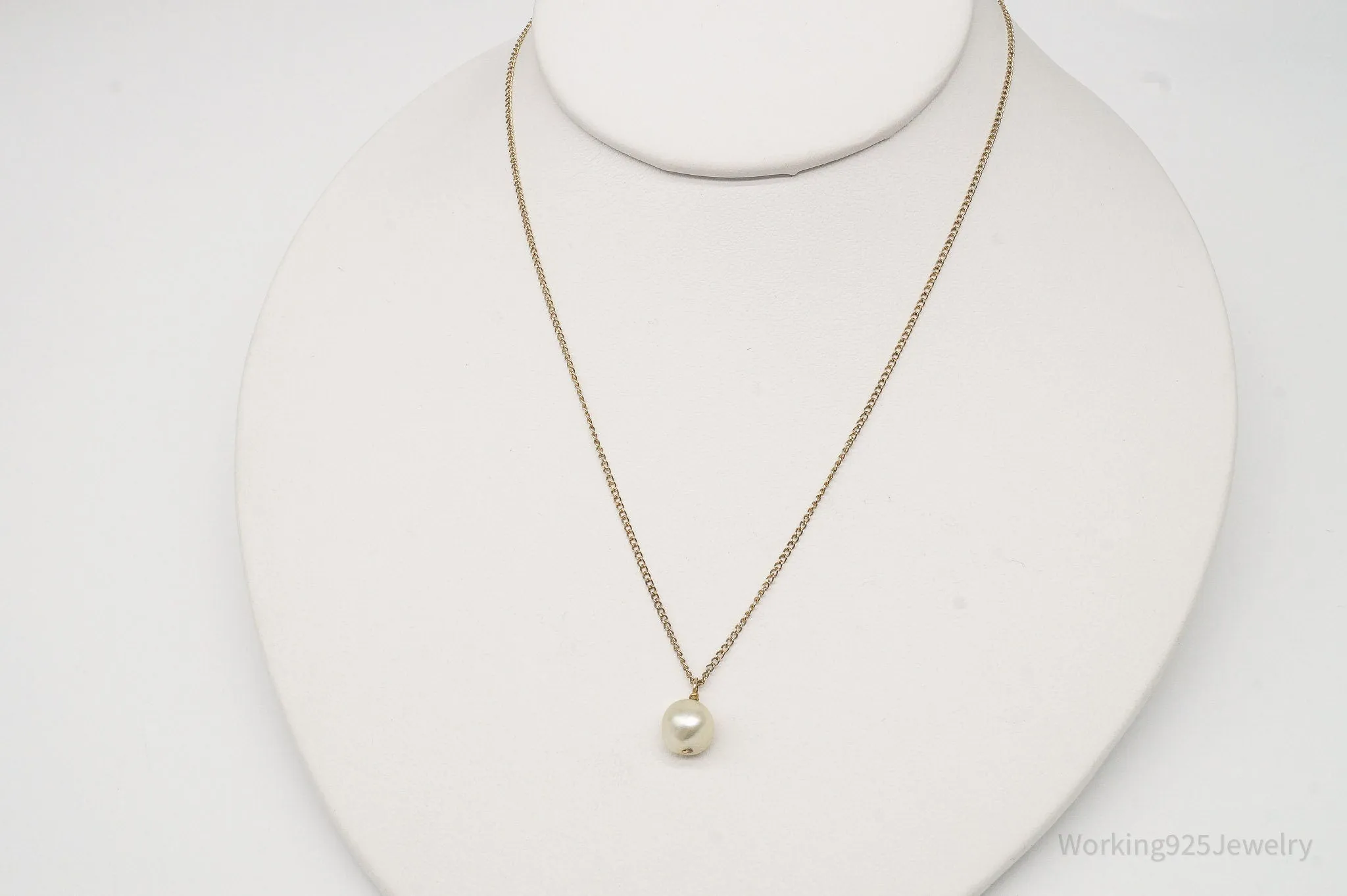 Antique Pearl 12K Gold Filled Chain Link Necklace