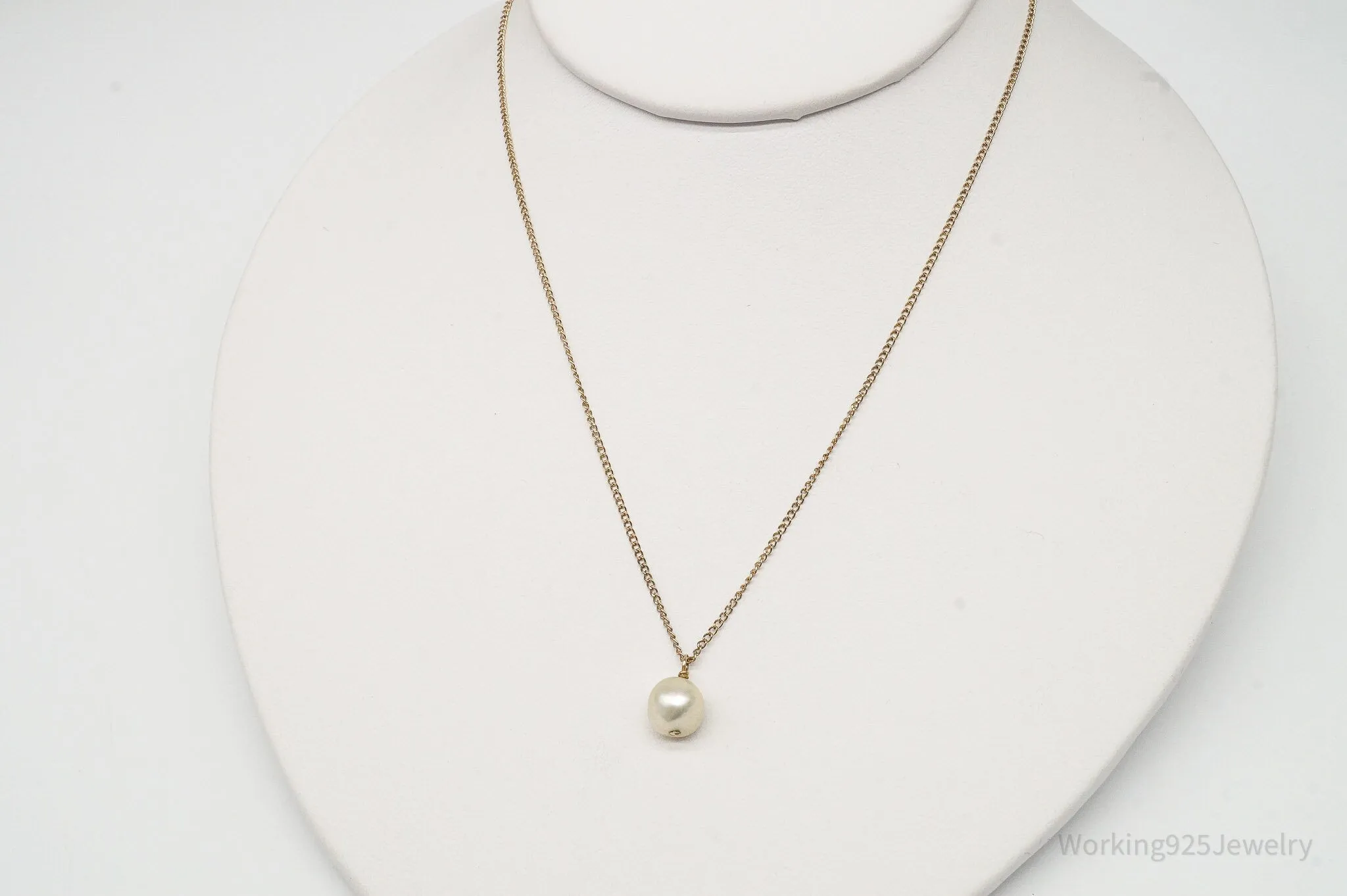 Antique Pearl 12K Gold Filled Chain Link Necklace