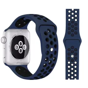 Apple Watch (38/40/SE/41/42mm) To-Farvet Silikone Rem - Mørkeblå / Sort