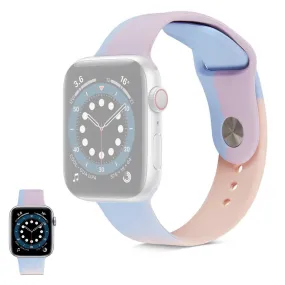 Apple Watch 40mm contrast color silicone watch strap - Light Blue / Pink / Size: L