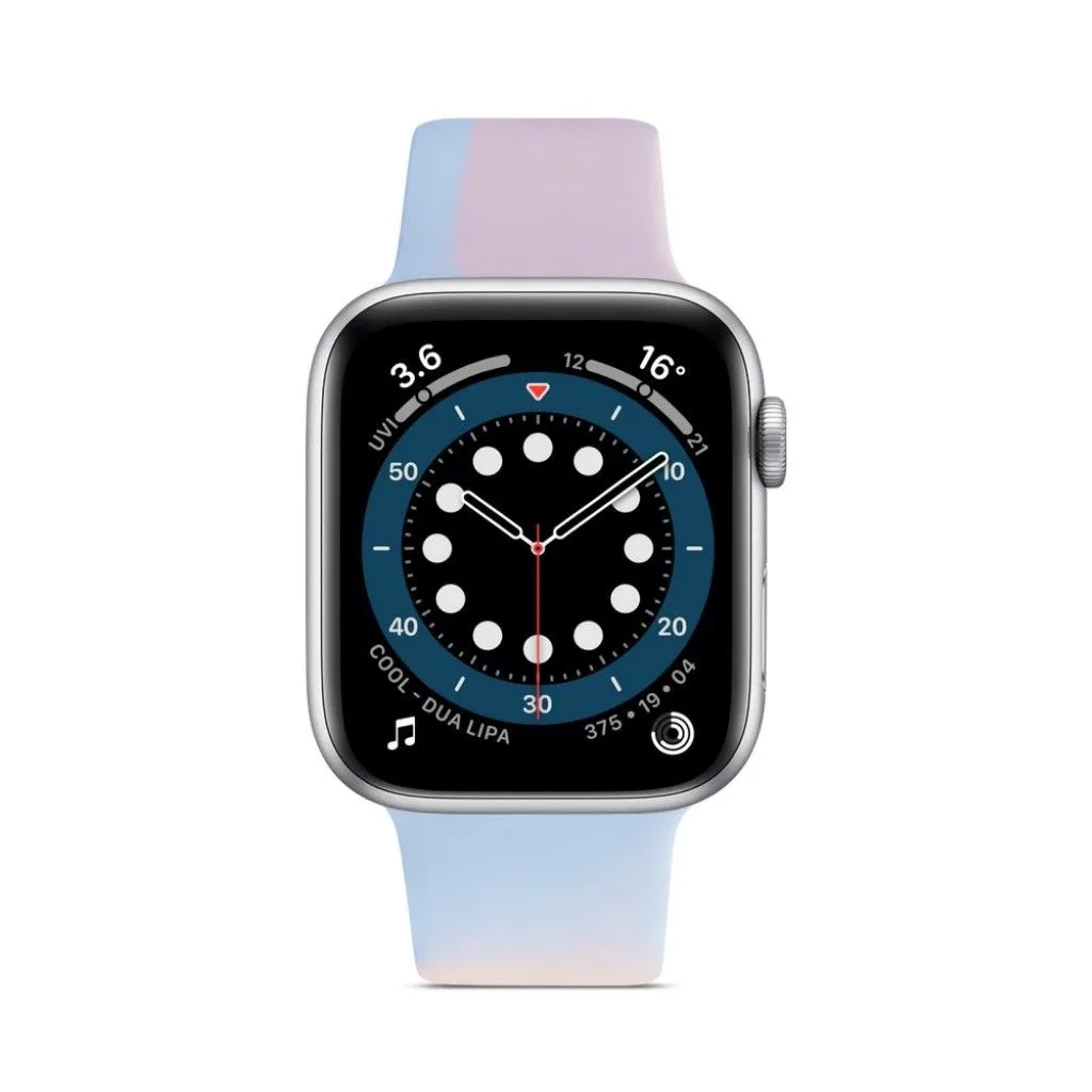 Apple Watch 40mm contrast color silicone watch strap - Light Blue / Pink / Size: L