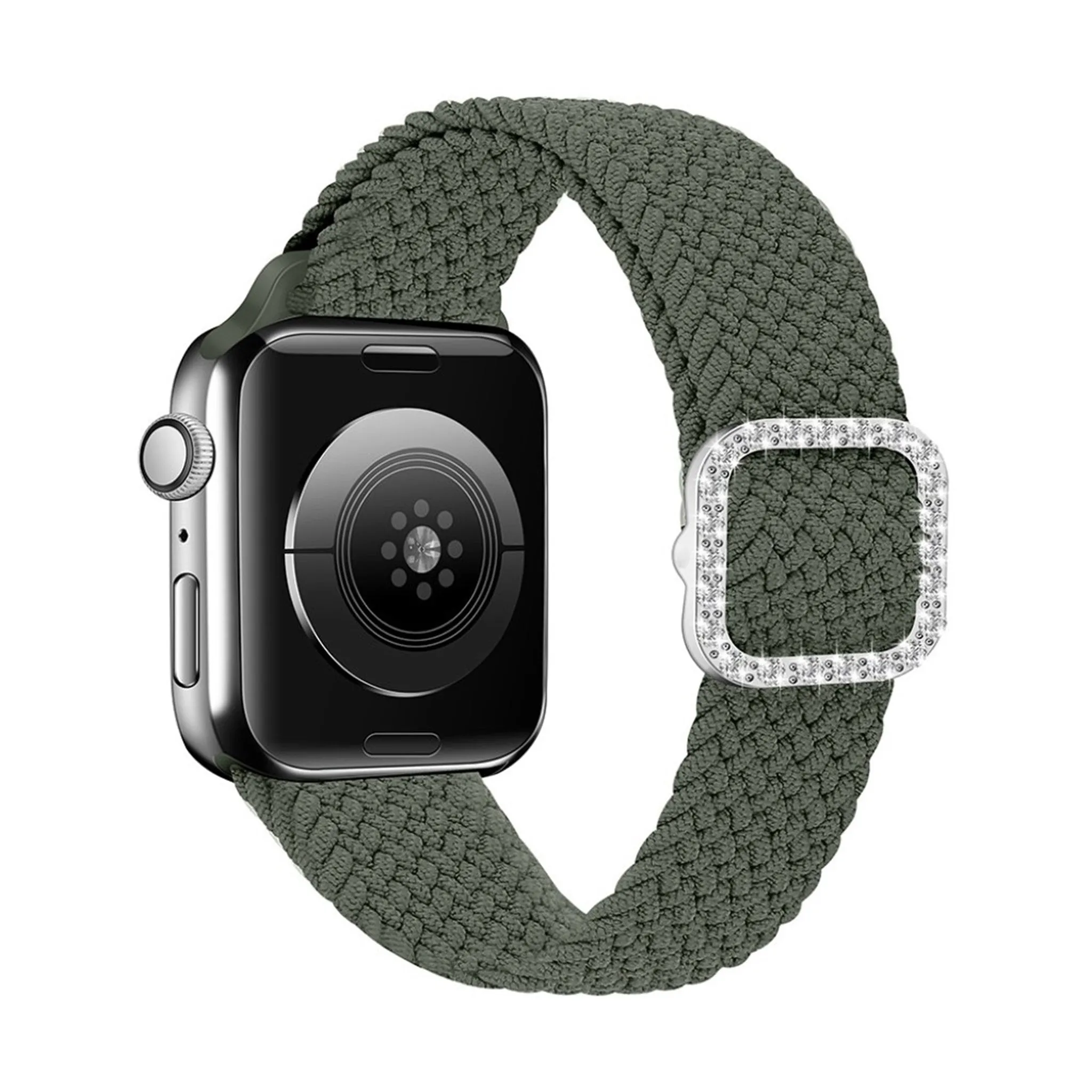 Apple Watch 40mm nylon watch strap in rhinestone buckle - Green