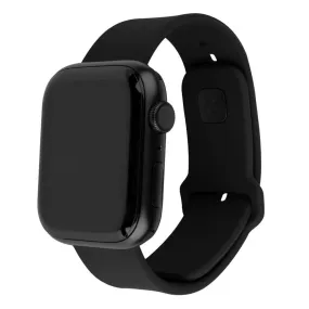 Apple Watch (42/44/SE/45/46/49mm) Fixed Wide Sporty Silikone Rem Sæt - Sort