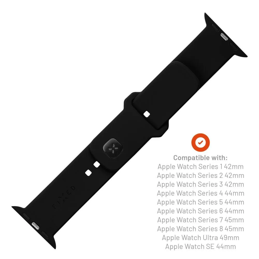 Apple Watch (42/44/SE/45/46/49mm) Fixed Wide Sporty Silikone Rem Sæt - Sort