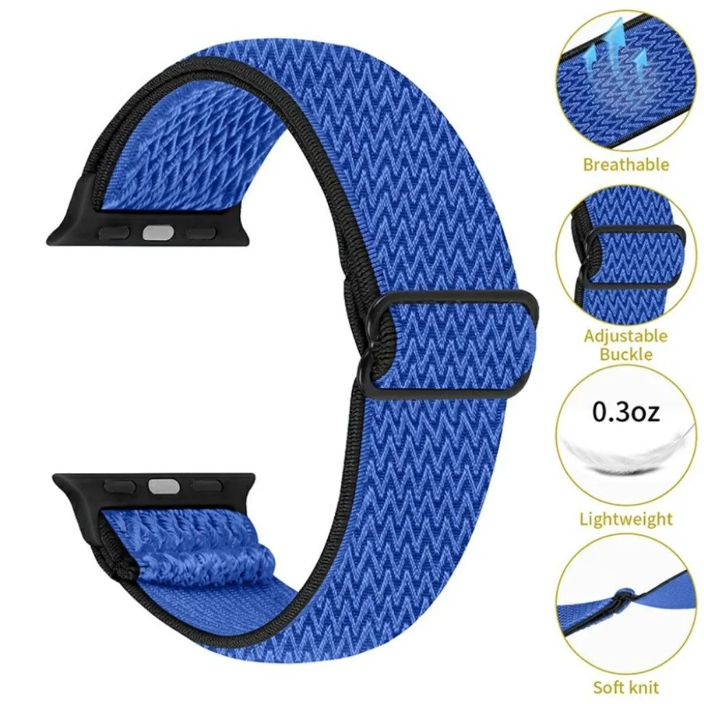 Apple Watch 42mm - 44mm nylon design watch strap - Black / Dark Blue