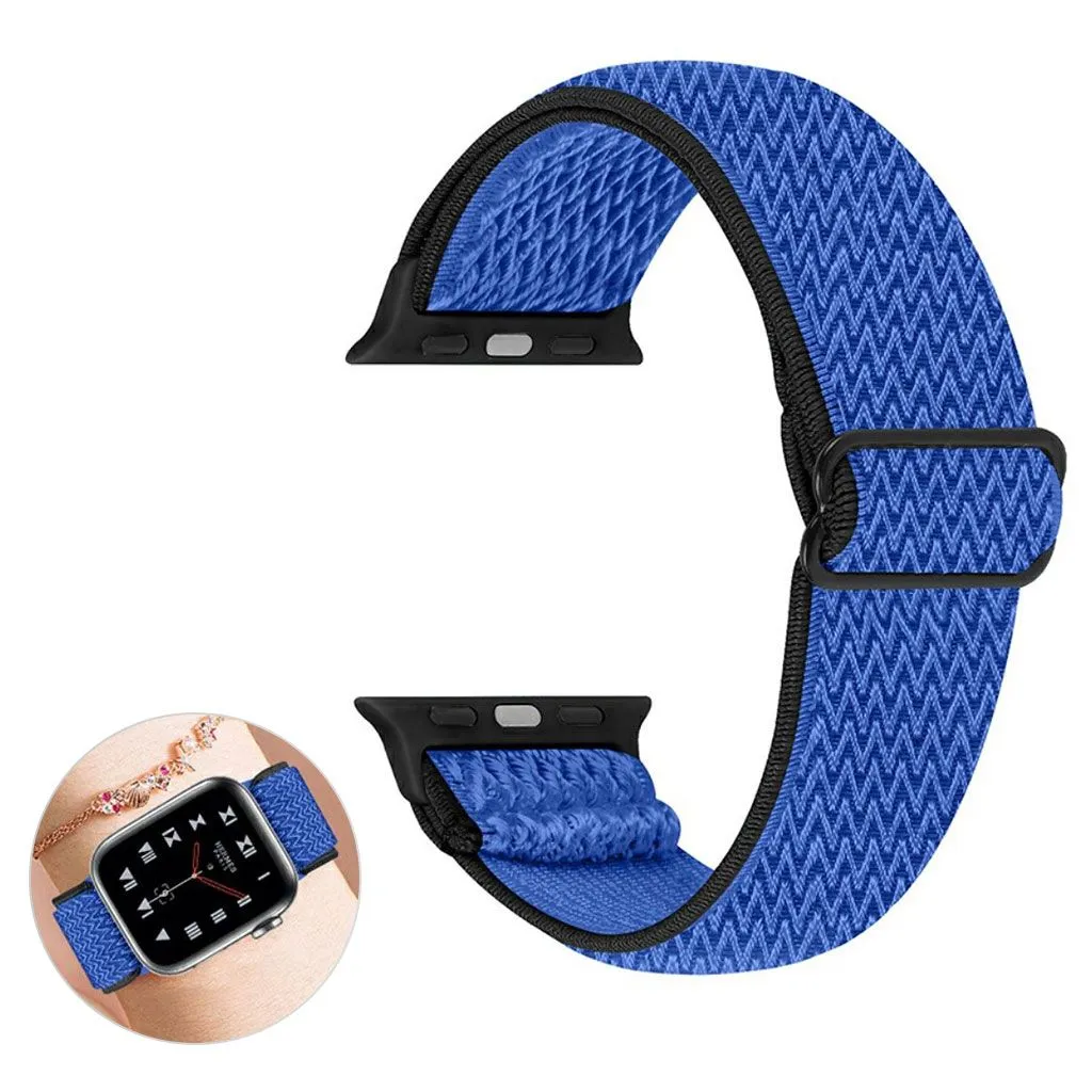 Apple Watch 42mm - 44mm nylon design watch strap - Black / Dark Blue