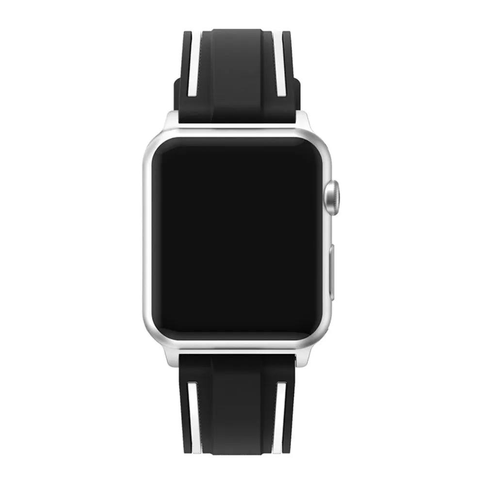 Apple Watch 44mm dual color silicone watch strap - Black / White