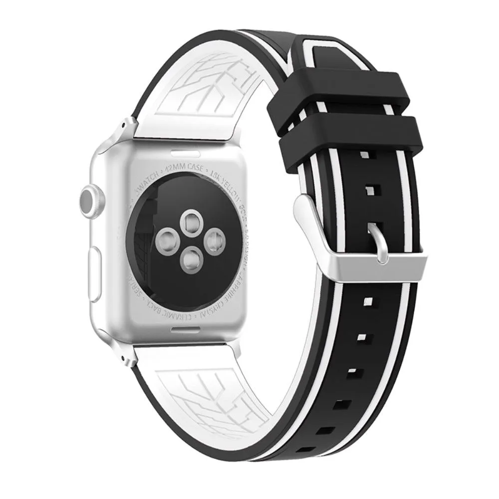 Apple Watch 44mm dual color silicone watch strap - Black / White