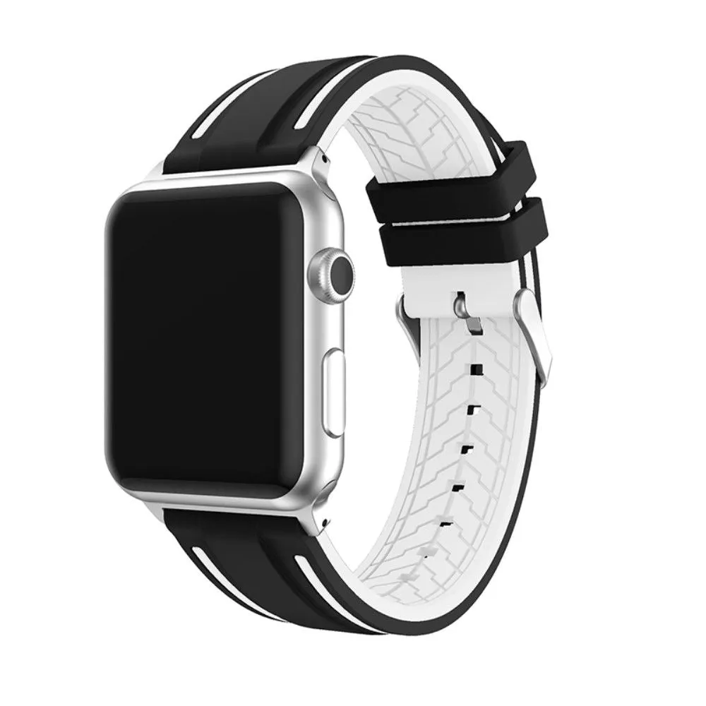 Apple Watch 44mm dual color silicone watch strap - Black / White