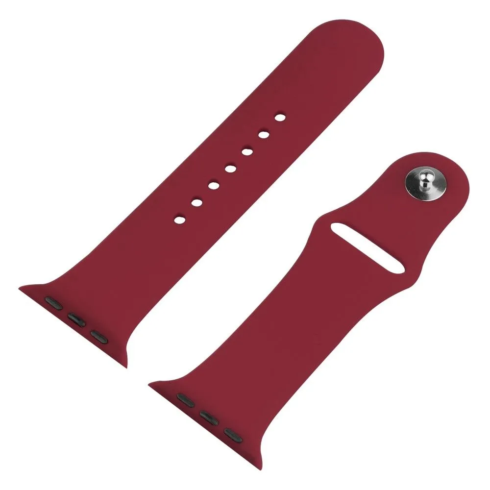 Apple Watch (45mm) cover with tempered glass   silicone watch strap - Wine Red