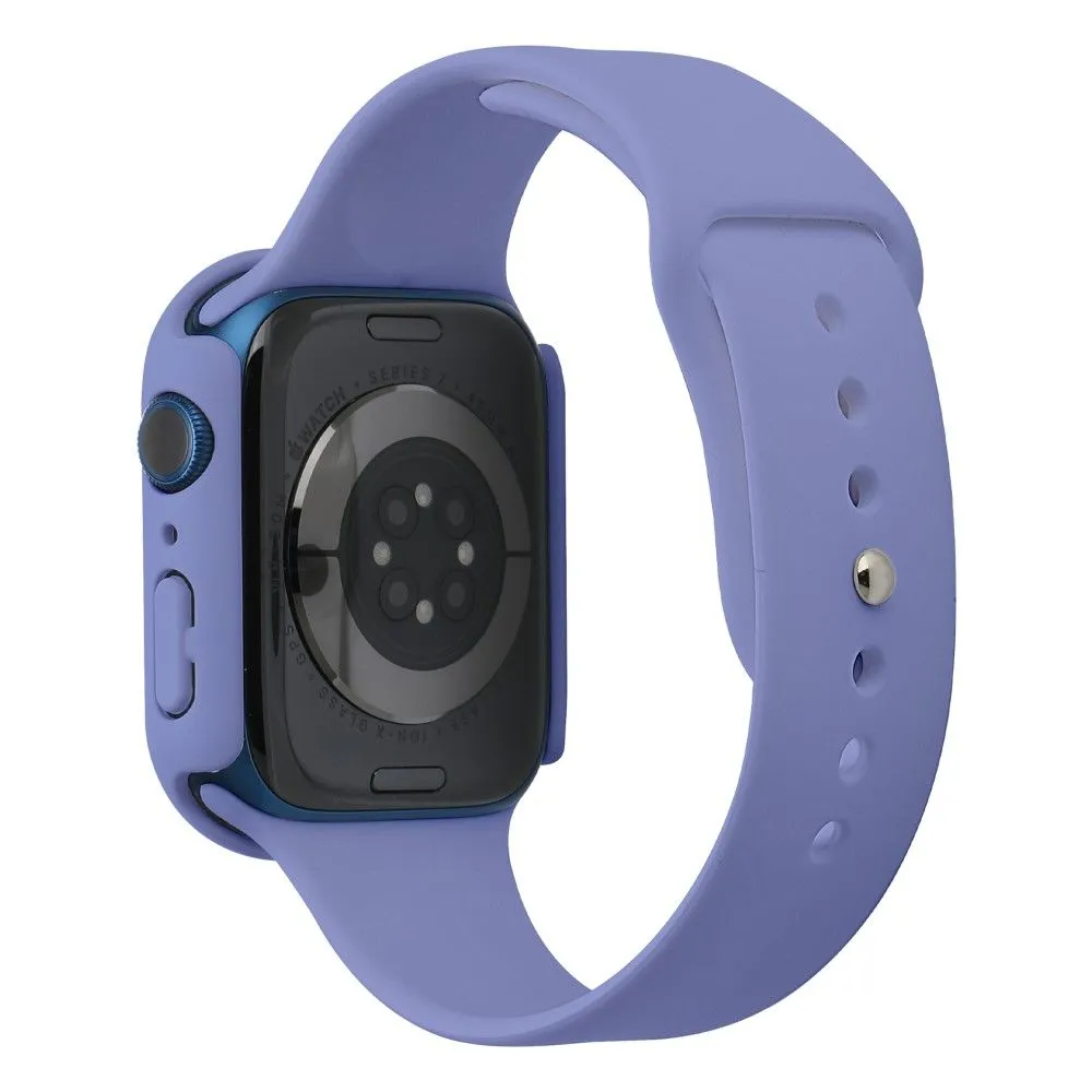 Apple Watch (45mm) silicone watch strap   cover with tempered glass - England Lavender / Size: M / L