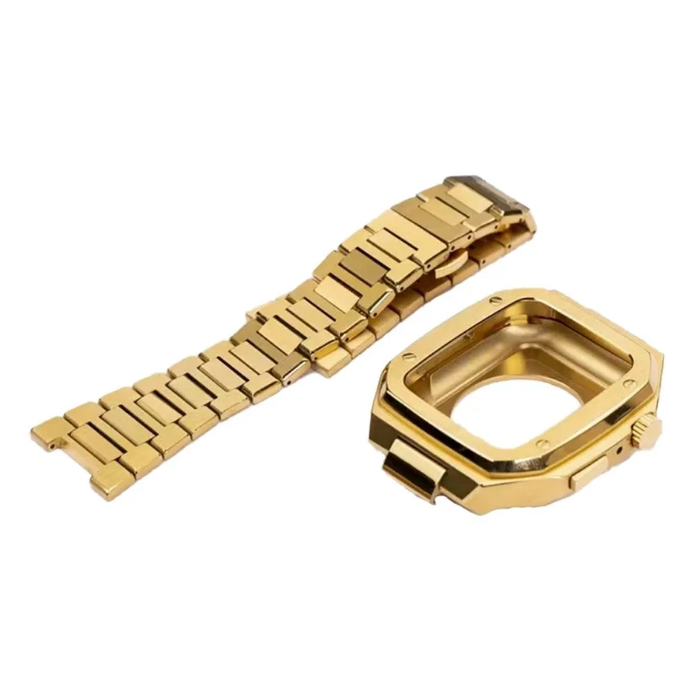 Apple Watch (45mm) stainless steel double fold buckle watch strap - Gold