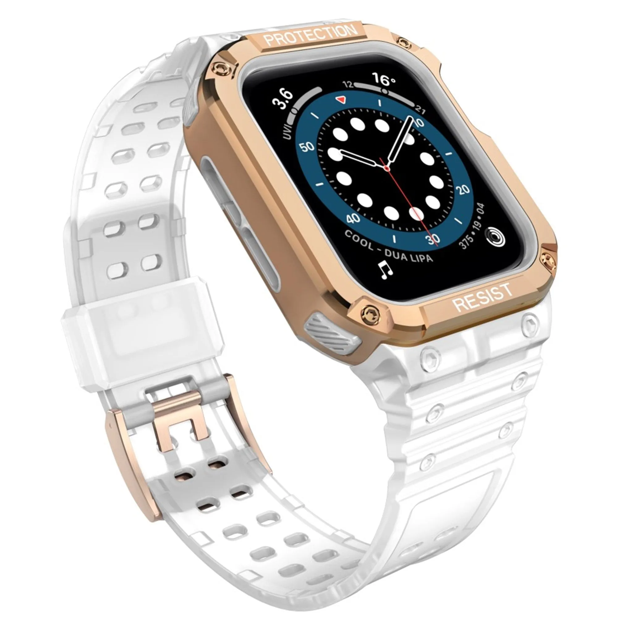 Apple Watch (45mm) TPU watch strap - Matte Transparent / Rose Gold