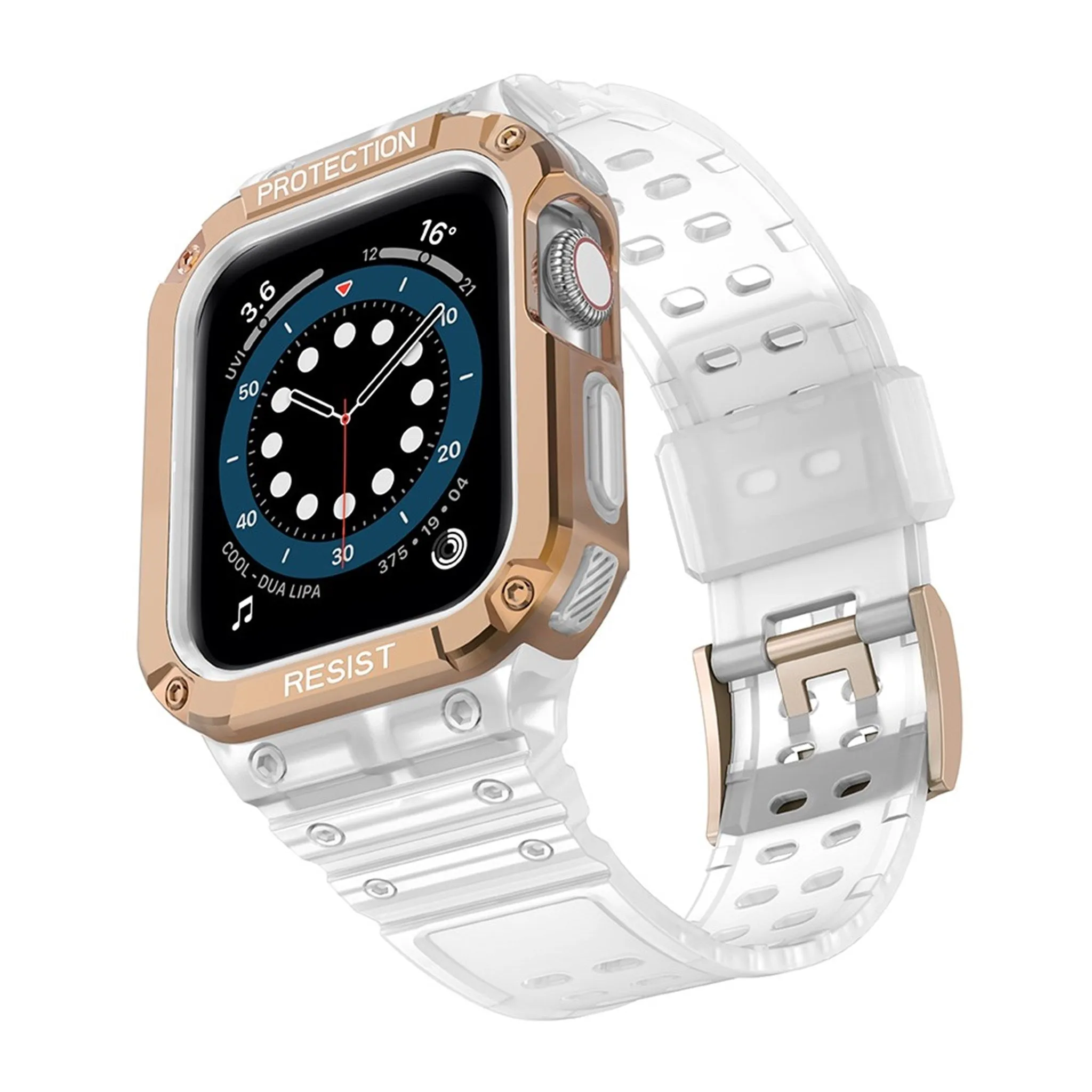 Apple Watch (45mm) TPU watch strap - Matte Transparent / Rose Gold