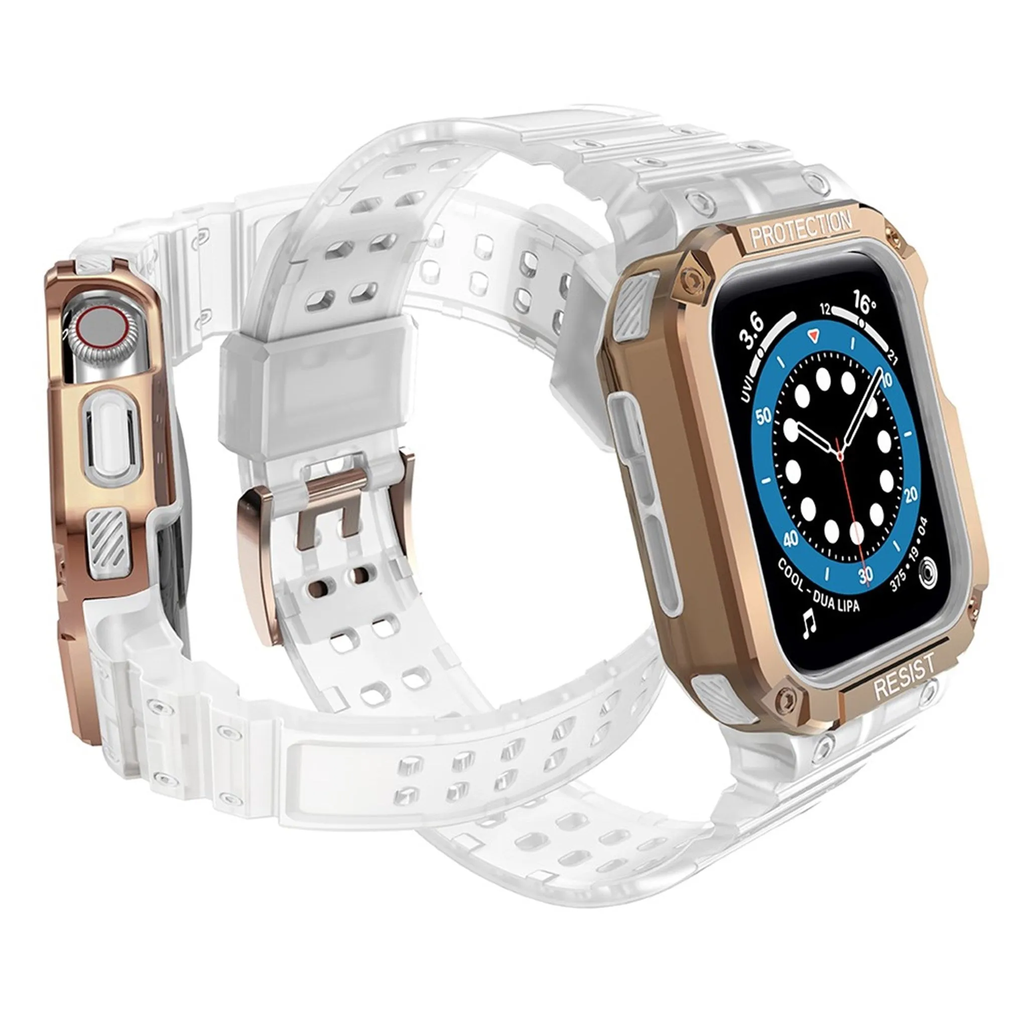 Apple Watch (45mm) TPU watch strap - Matte Transparent / Rose Gold