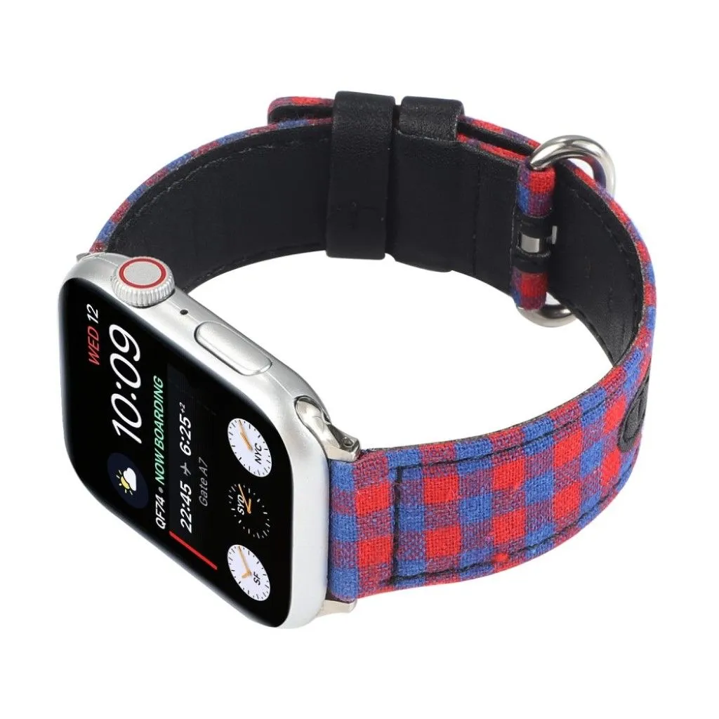 Apple Watch Series 6 / 5 44mm plaid nylon watch band - Red / Blue