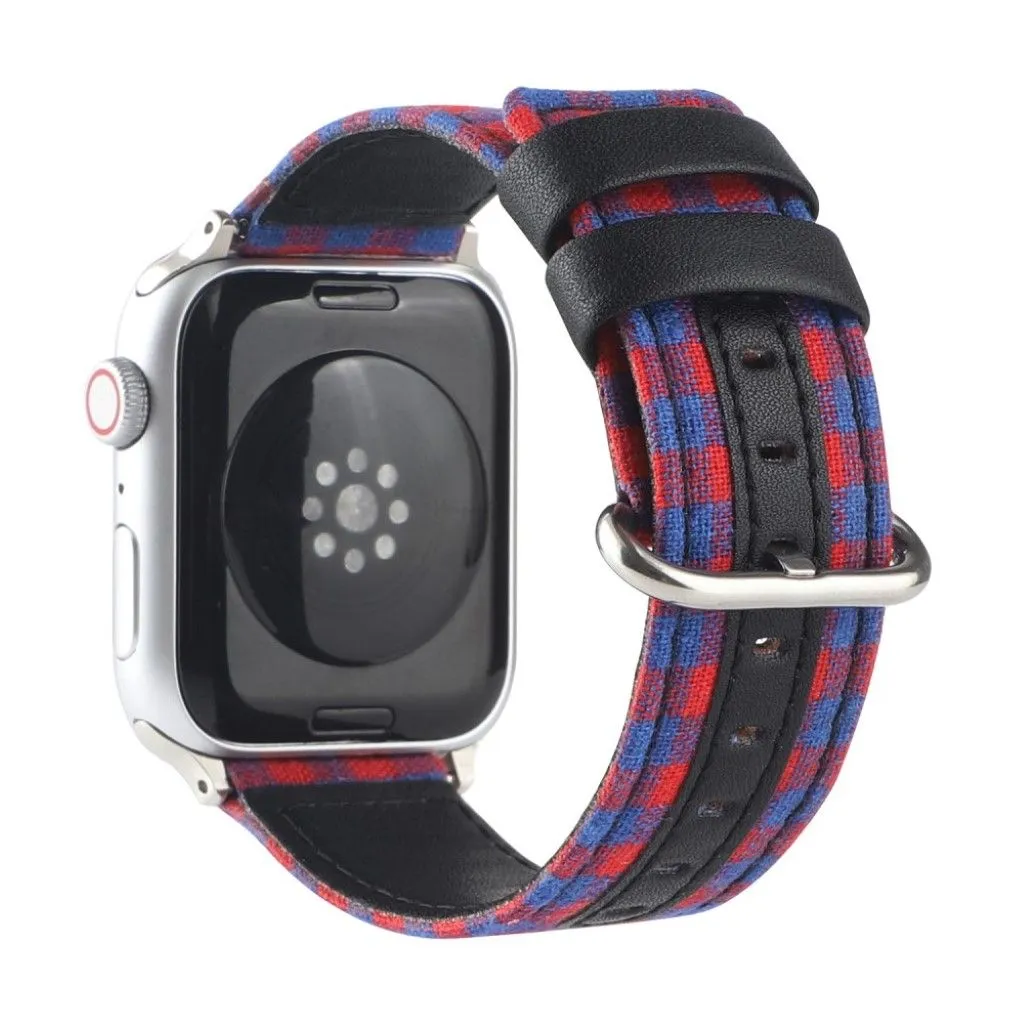 Apple Watch Series 6 / 5 44mm plaid nylon watch band - Red / Blue