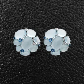 Aquamarine, Sapphire & Diamond Earrings