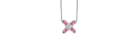 Arch Florale PM Necklace, 18k White Gold with DAVIDOR Arch Cut Pink Tourmalines and Brilliant Diamond