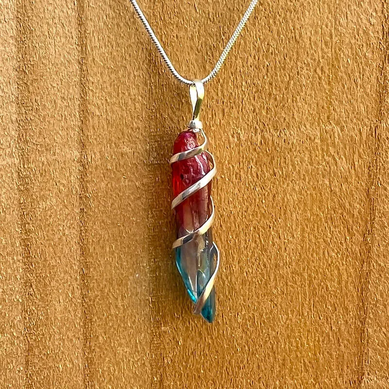 Aura Quartz Spiral Wrapped Pendant Necklace