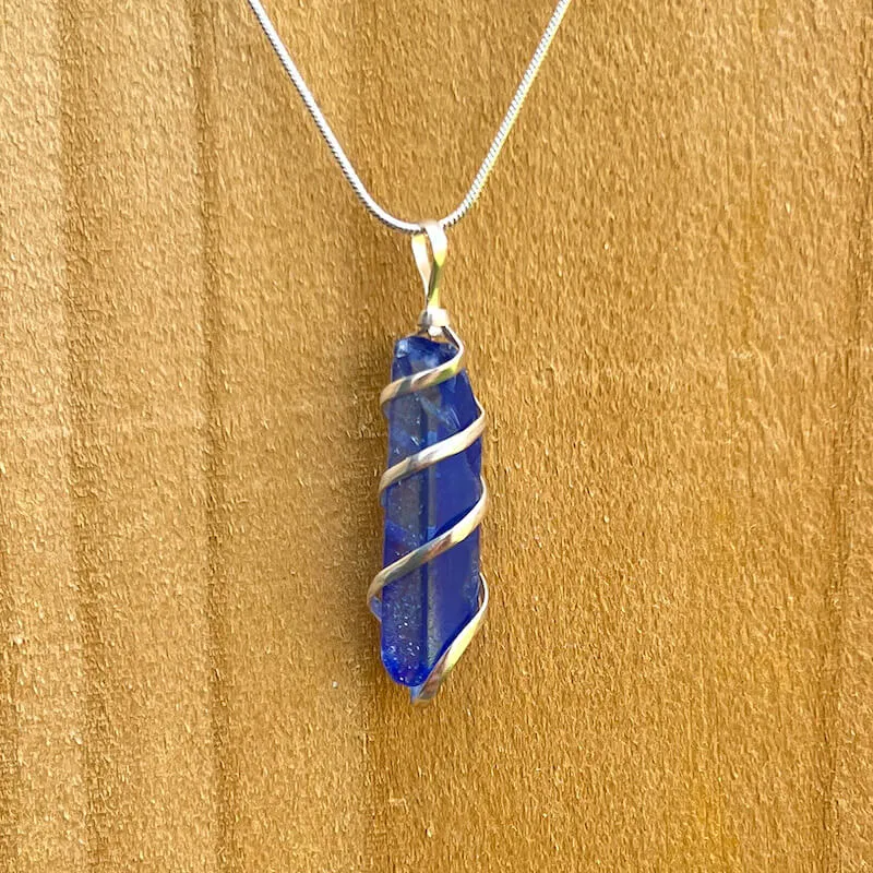 Aura Quartz Spiral Wrapped Pendant Necklace