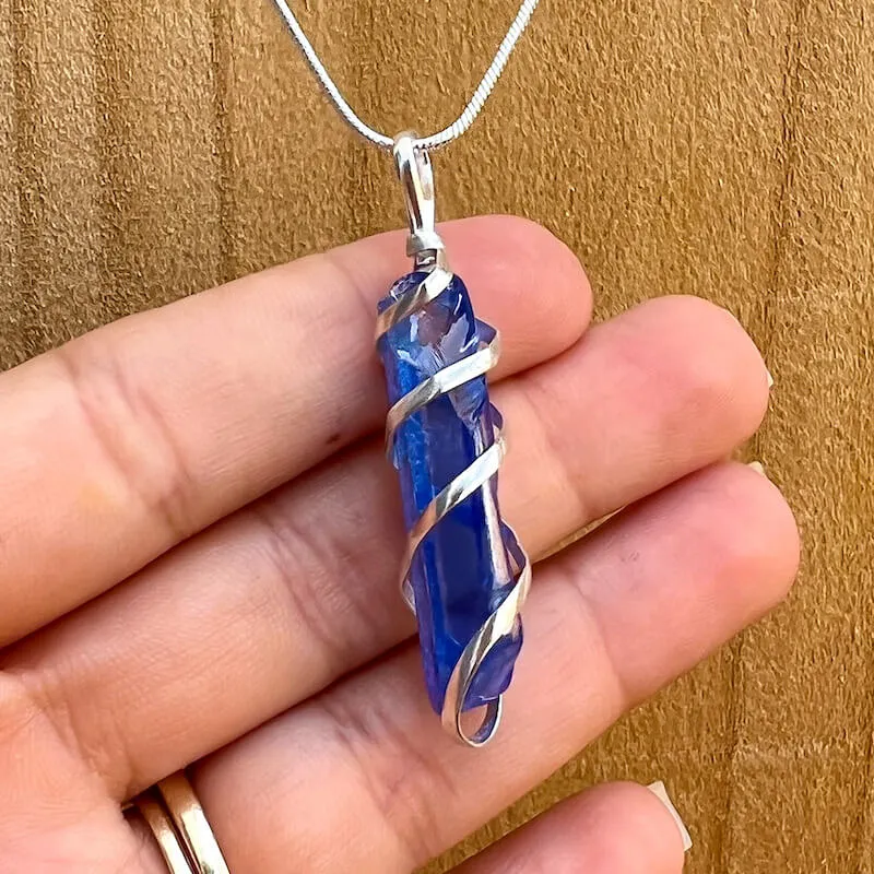 Aura Quartz Spiral Wrapped Pendant Necklace