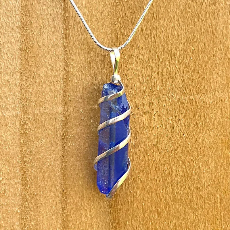 Aura Quartz Spiral Wrapped Pendant Necklace