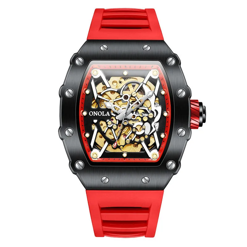 Automatic Mechanical Watch Men Silicone Band Fashion Waterproof Sports Watch Men