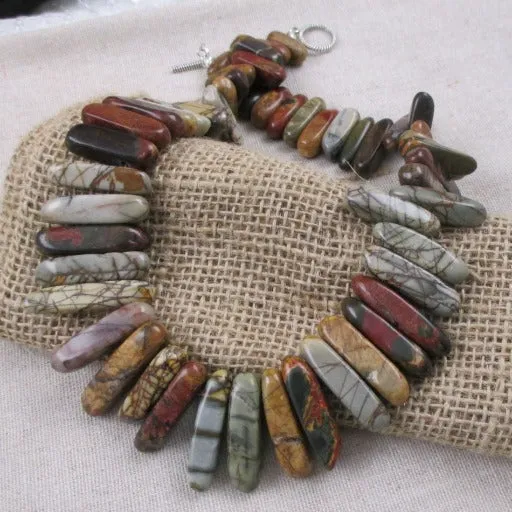 Autumn Hues Natural Stone Gemstone Collar Necklace