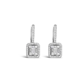 Baguette & Round Diamond Earrings