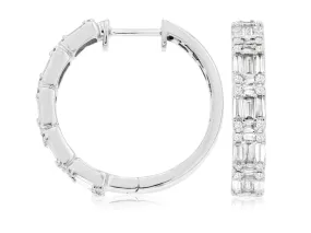 Baguette and Round Diamond Hoop Earrings